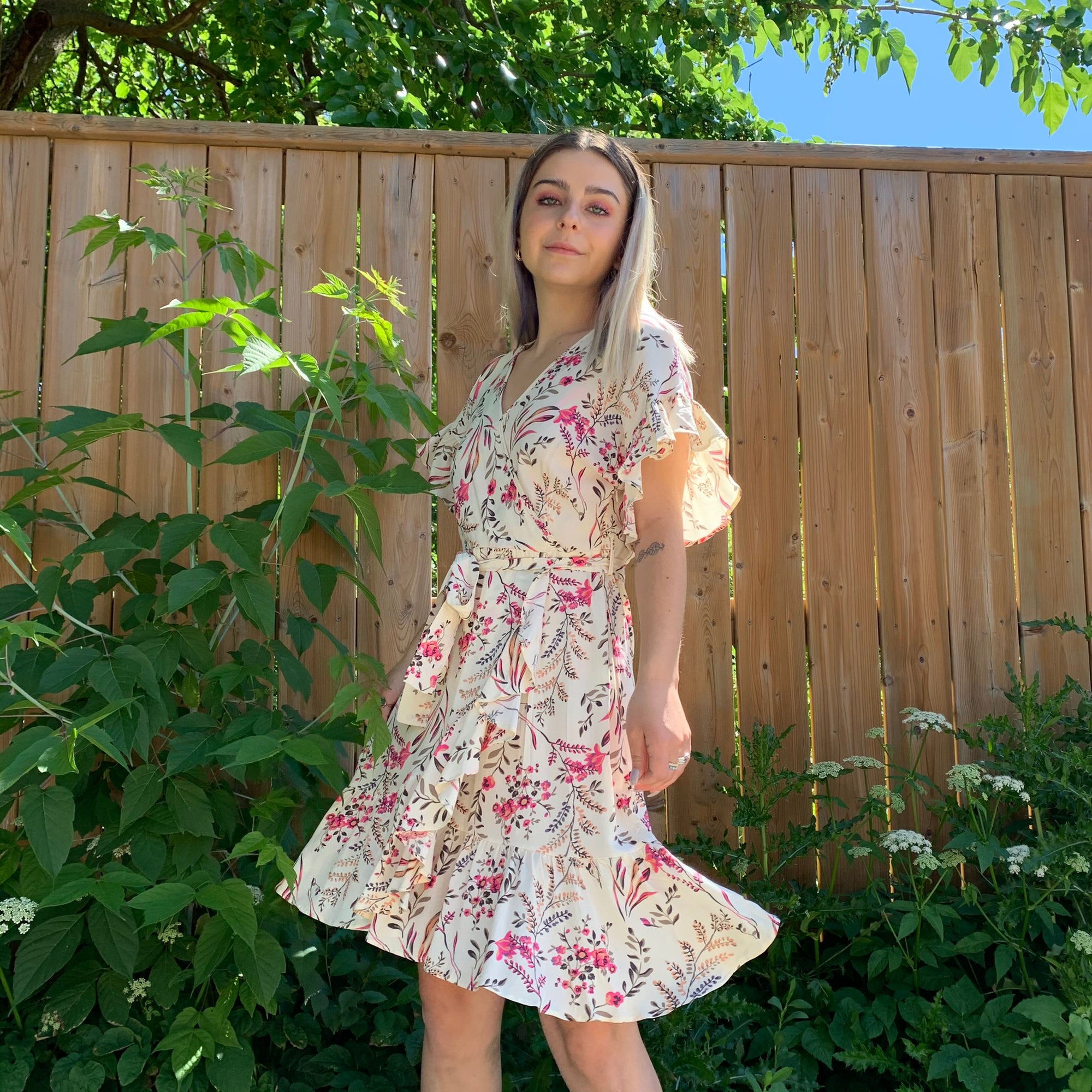KIKI Floral Wrap Belted Dress