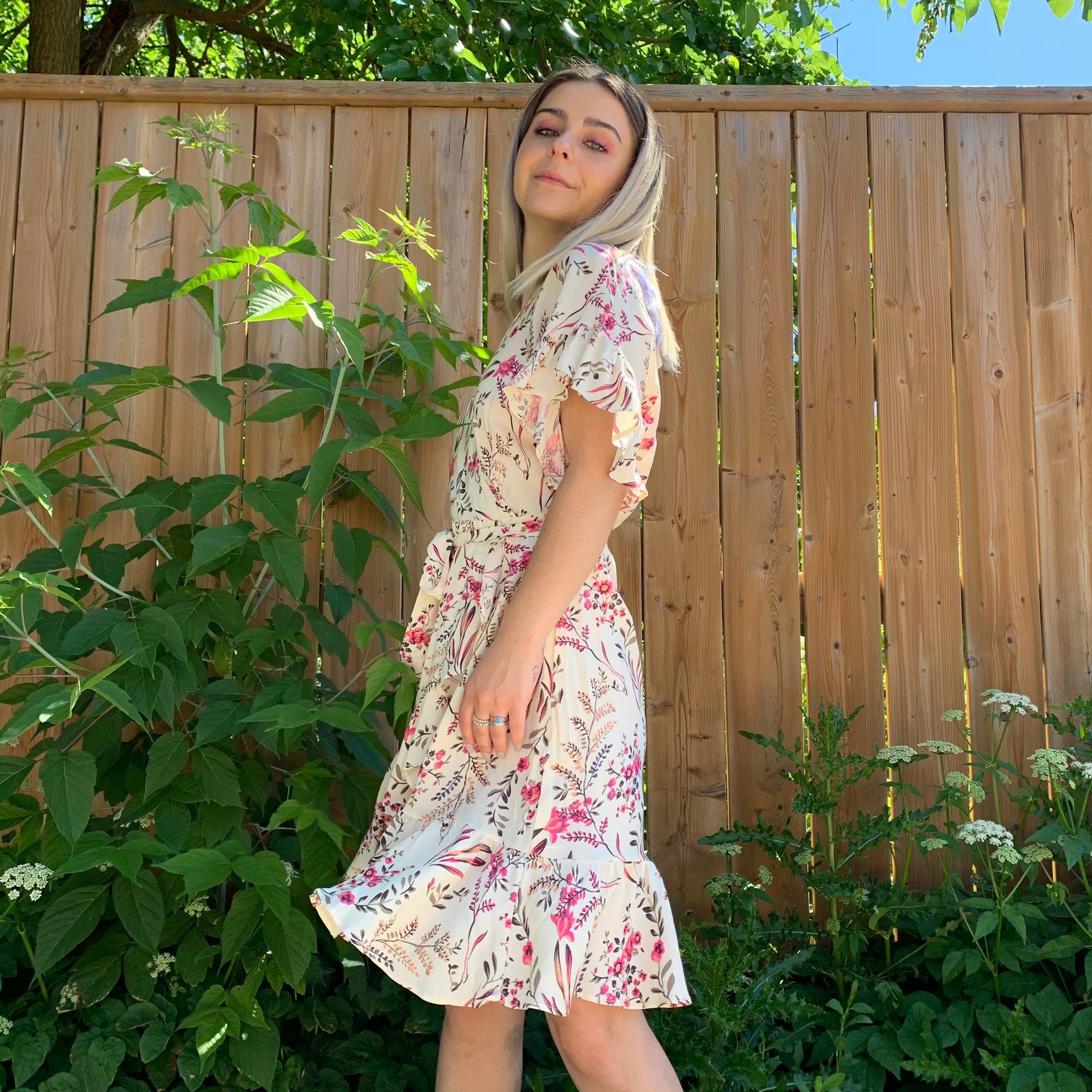 KIKI Floral Wrap Belted Dress