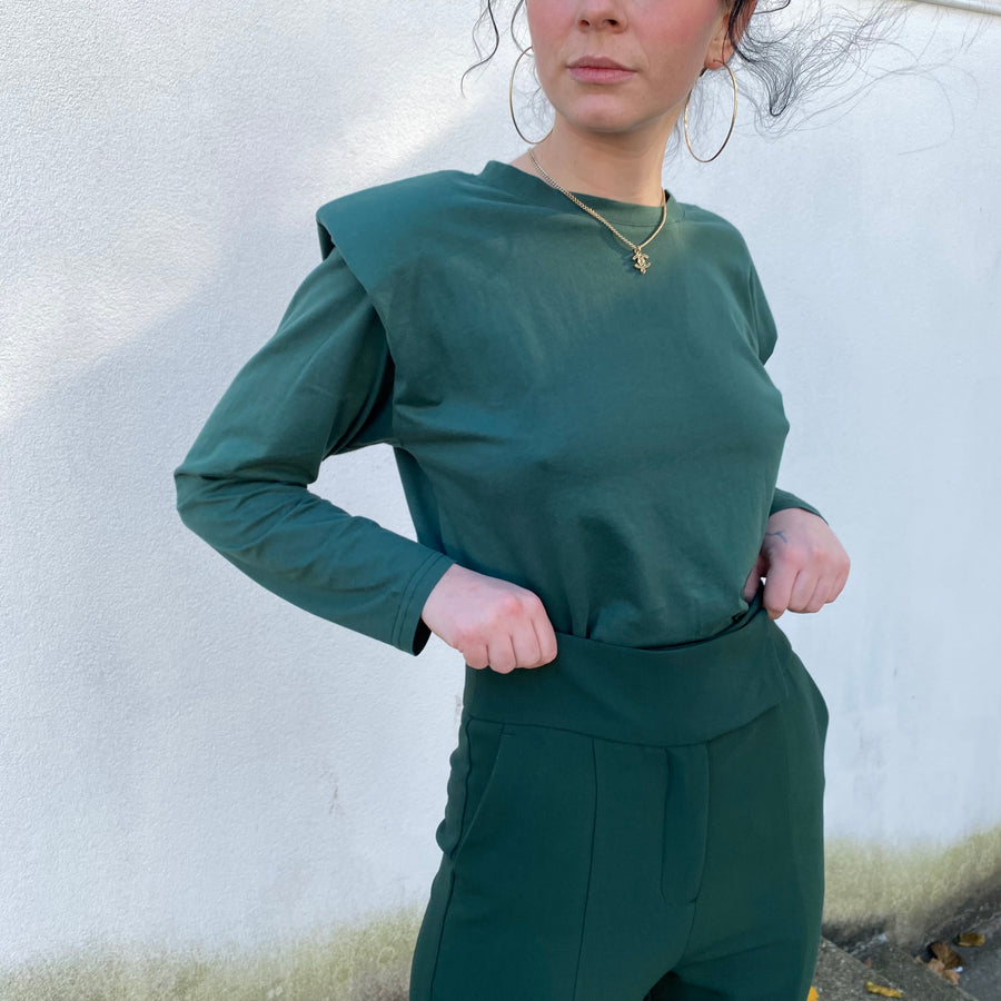 PATTY Long Sleeve Shoulder Pad Top