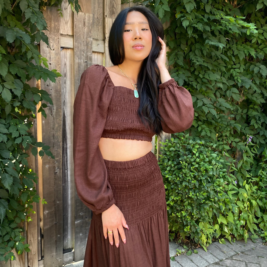 GRACIE Smocking Linen Top