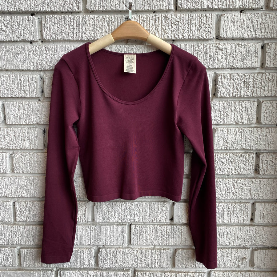 Bamboo Cropped Long Sleeve Top