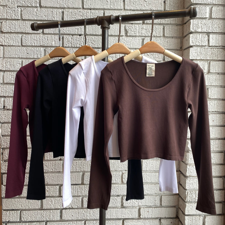 Bamboo Cropped Long Sleeve Top
