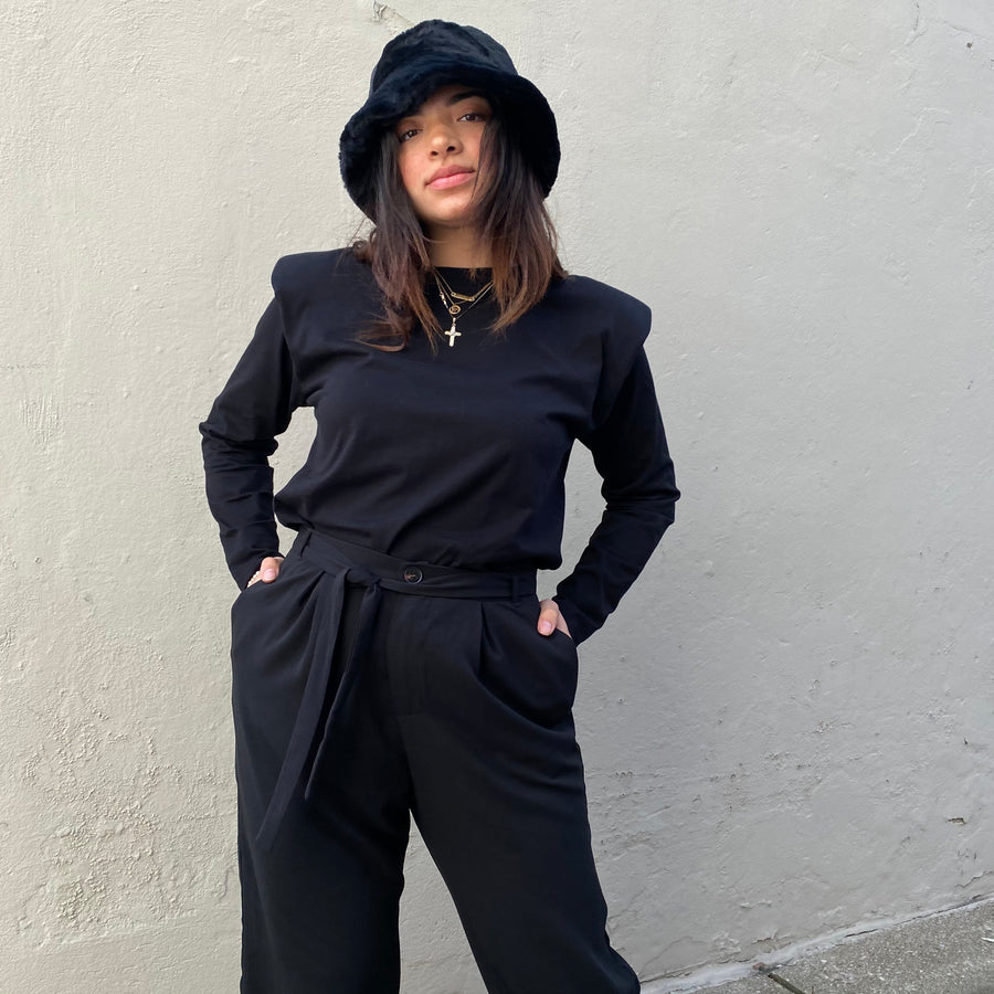 PATTY Long Sleeve Shoulder Pad Top