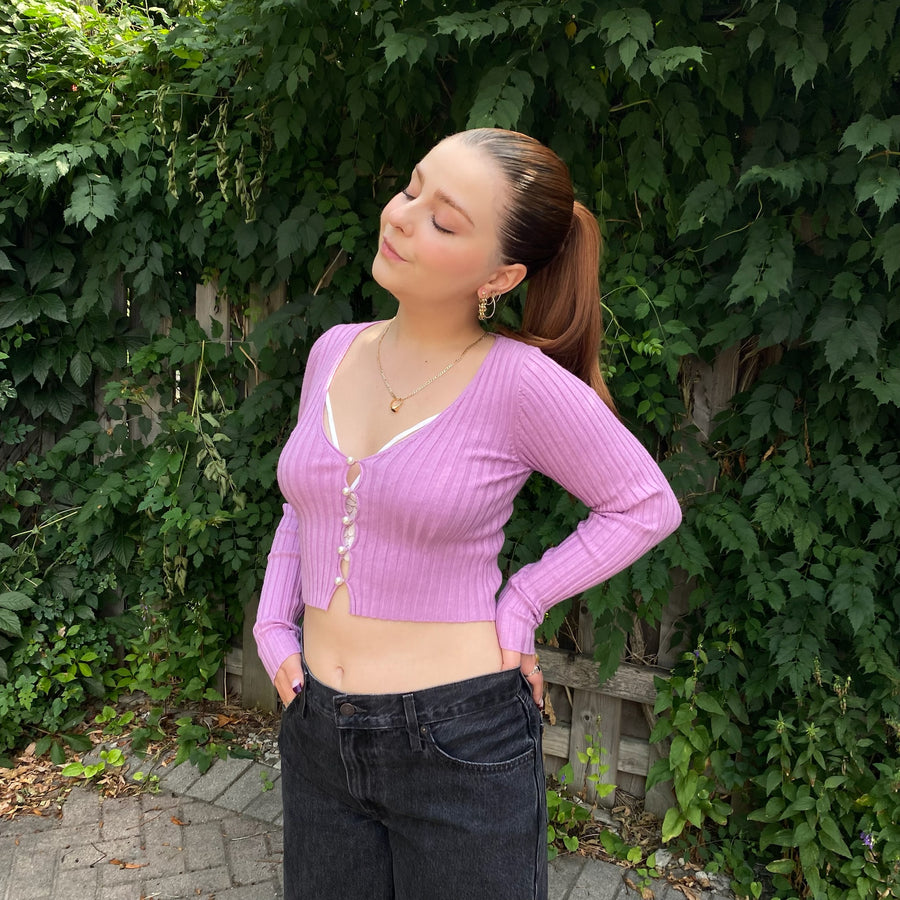 DELIA Pearl Button Cardigan