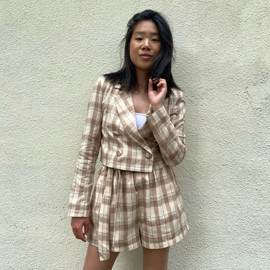 YARA Plaid Crop Jacket