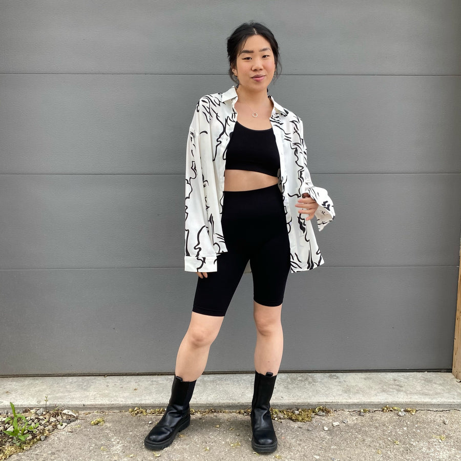 KIMBERLY High Waisted Ribbed Bike Shorts
