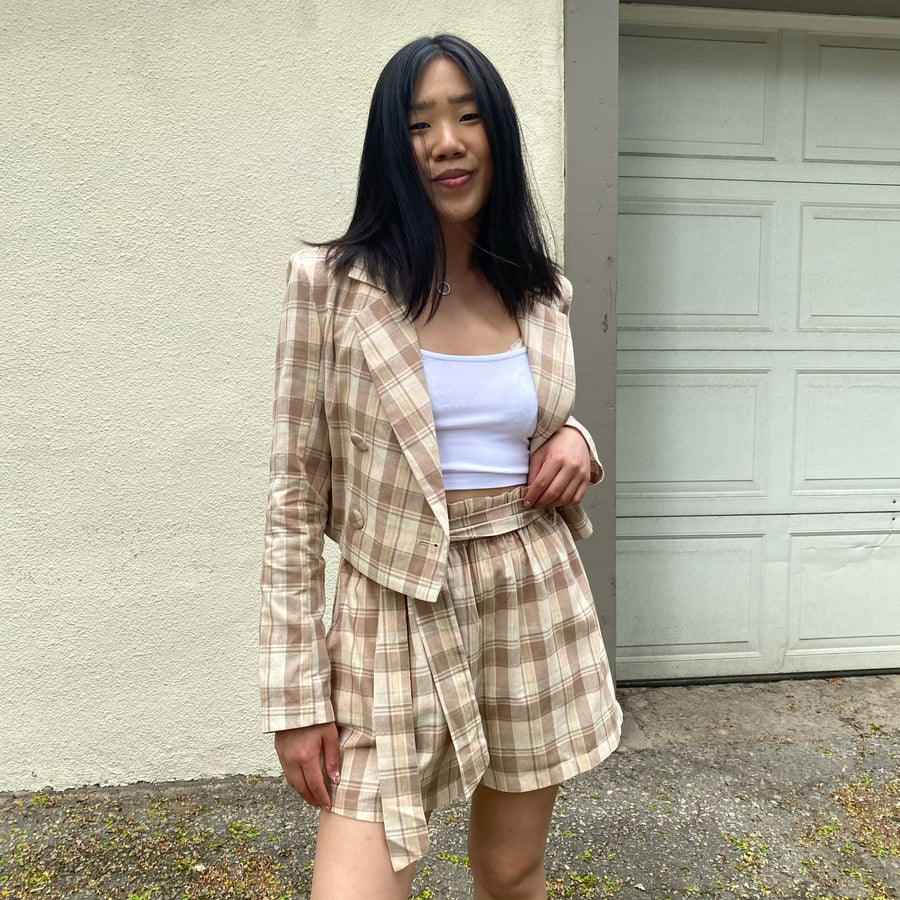 YARA Plaid Crop Jacket