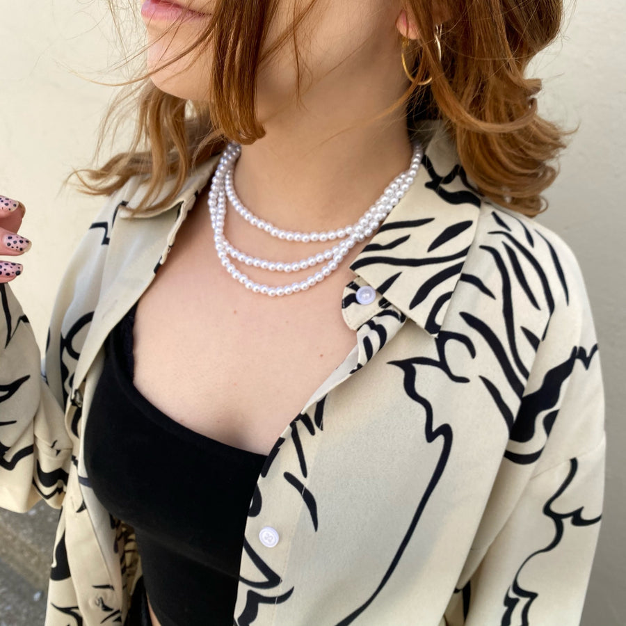 Triple Layer Pearl  Necklace