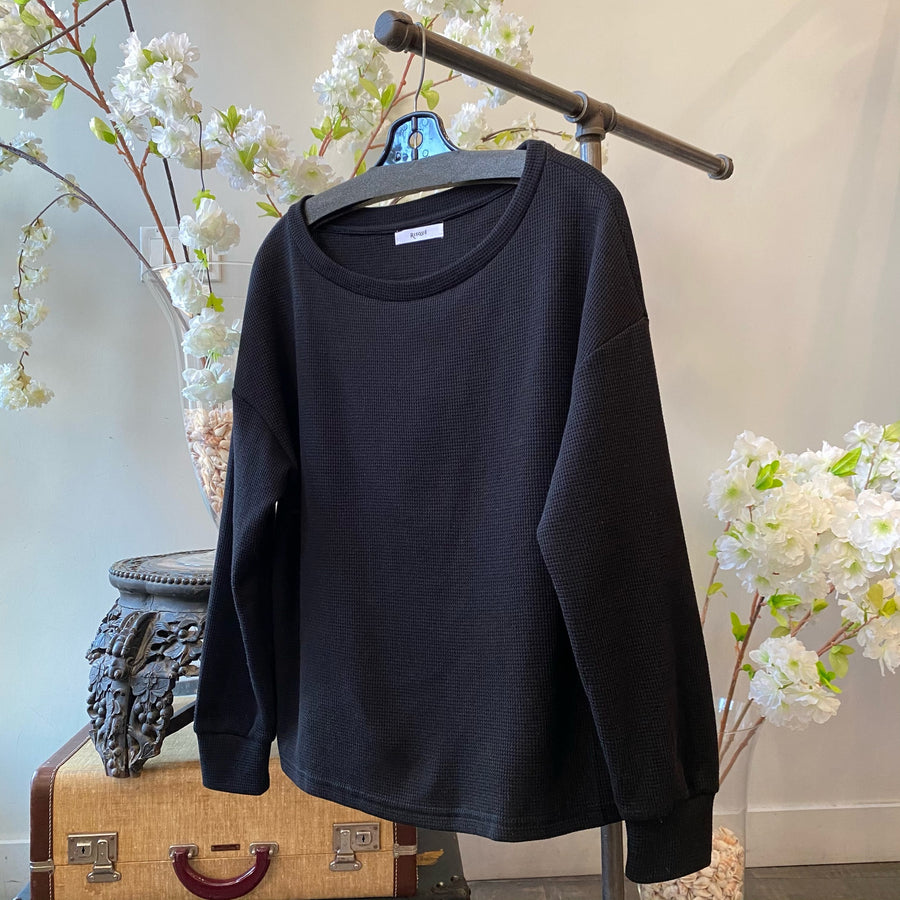 ETIENNE Scoop Neck Waffle Top