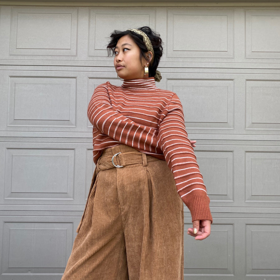JEN Mock Neck Stripe Sweater