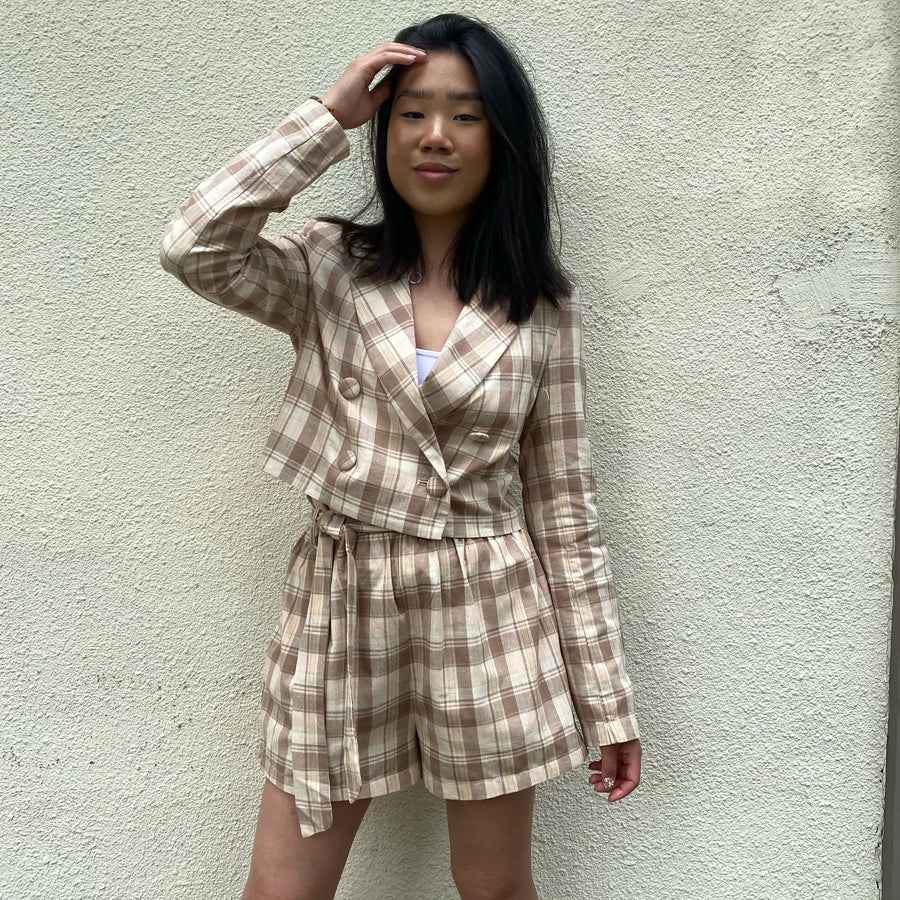 YARA Plaid Crop Jacket
